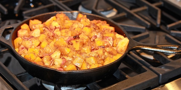 Two Thanksgiving Side Dishes- Colonial Squash and Apples in Cast Iron