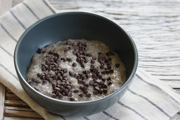 Hot Chocolate Chia Breakfast Pudding chocolate in the chia seeds