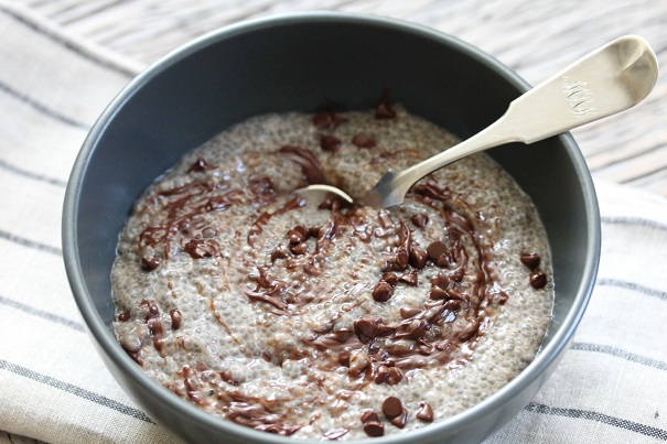 Hot Chocolate Chia Breakfast Pudding- melted chocolate
