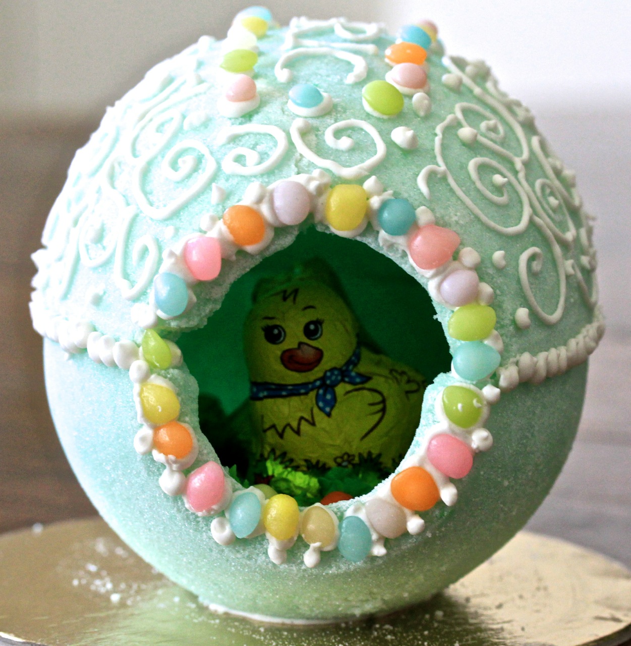 blue decorated sugar egg