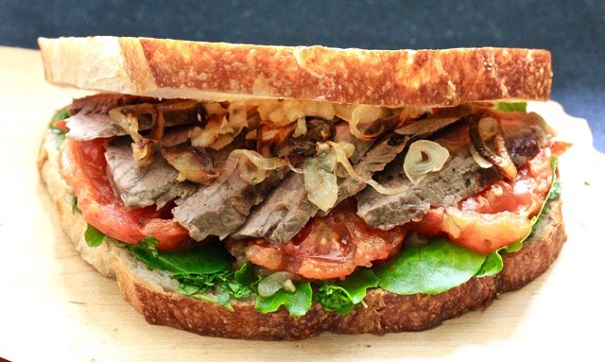 Rib Eye and Roasted Tomato Sandwich on Americas-Table.com