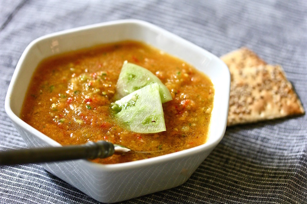 Yellow tomato gazpacho