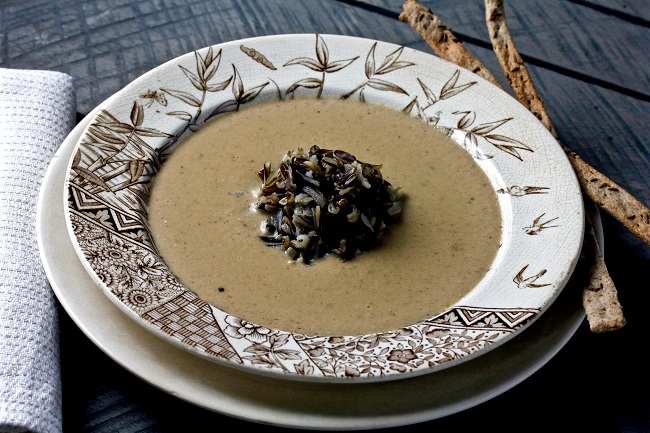 Wild Rice and Mushroom Soup with Caraway Rye Crackers