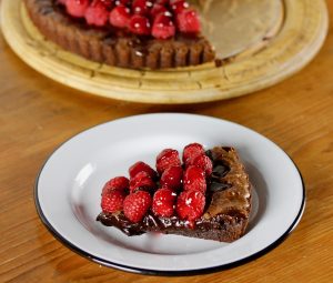 Raspberry Brownie Tart